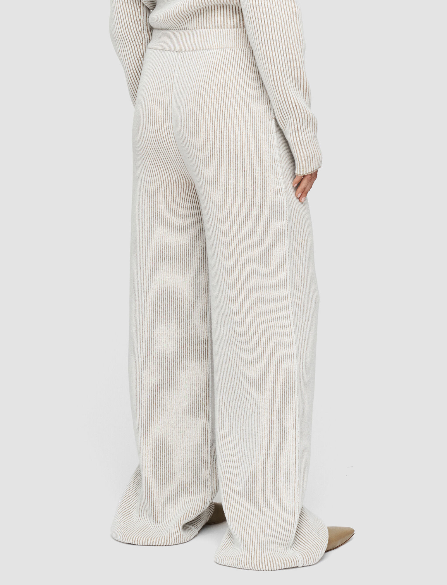 Joseph, Plated Knit Trousers – Shorter Length, in Pewter Combo